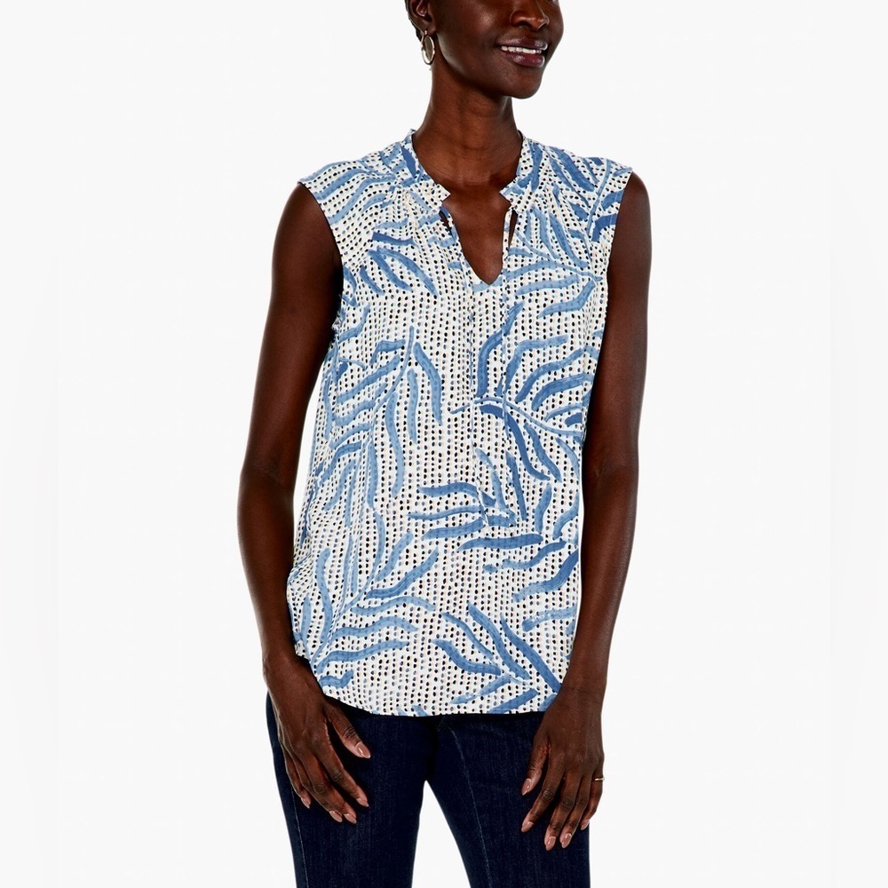 NWOT Nic+Zoe Palm Leaf Dot Tank Top Career Blouse